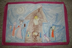 My Nativity drawing, circa 1975.  How fun is this?!